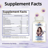 Biotin Gummies for Hair Growth - Biotin Gummies for Strong Hair Nail Skin with Multivitamin Sugar Free Vegan Chewable Hair Growth Gummy for Women Men Kids Blueberry Flavored 60-Day Supply